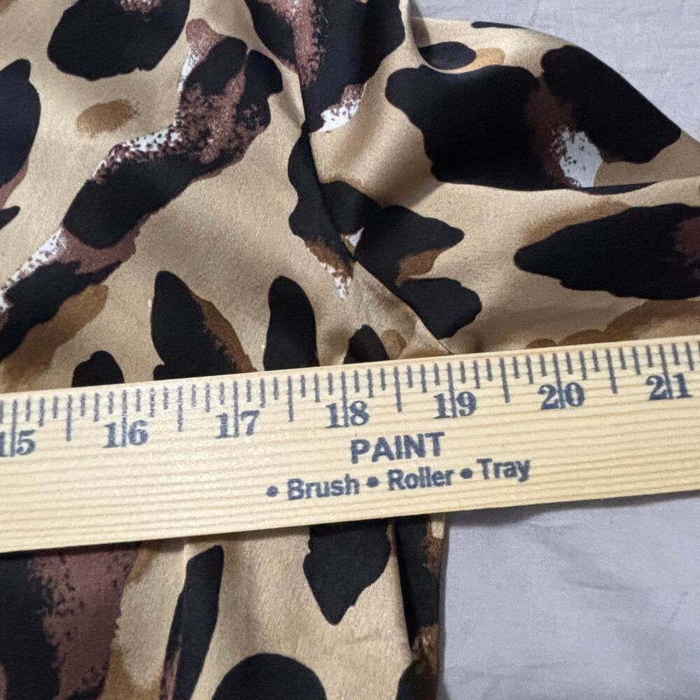 Boohoo Tall Satin Leopard Print Wrap Top – Size 4 - Picture 5 of 8